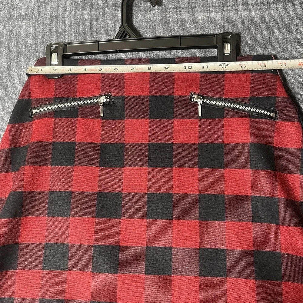 Maurices Womens Skirt Size Small S Red Black Buffalo Plaid Mini Zipper